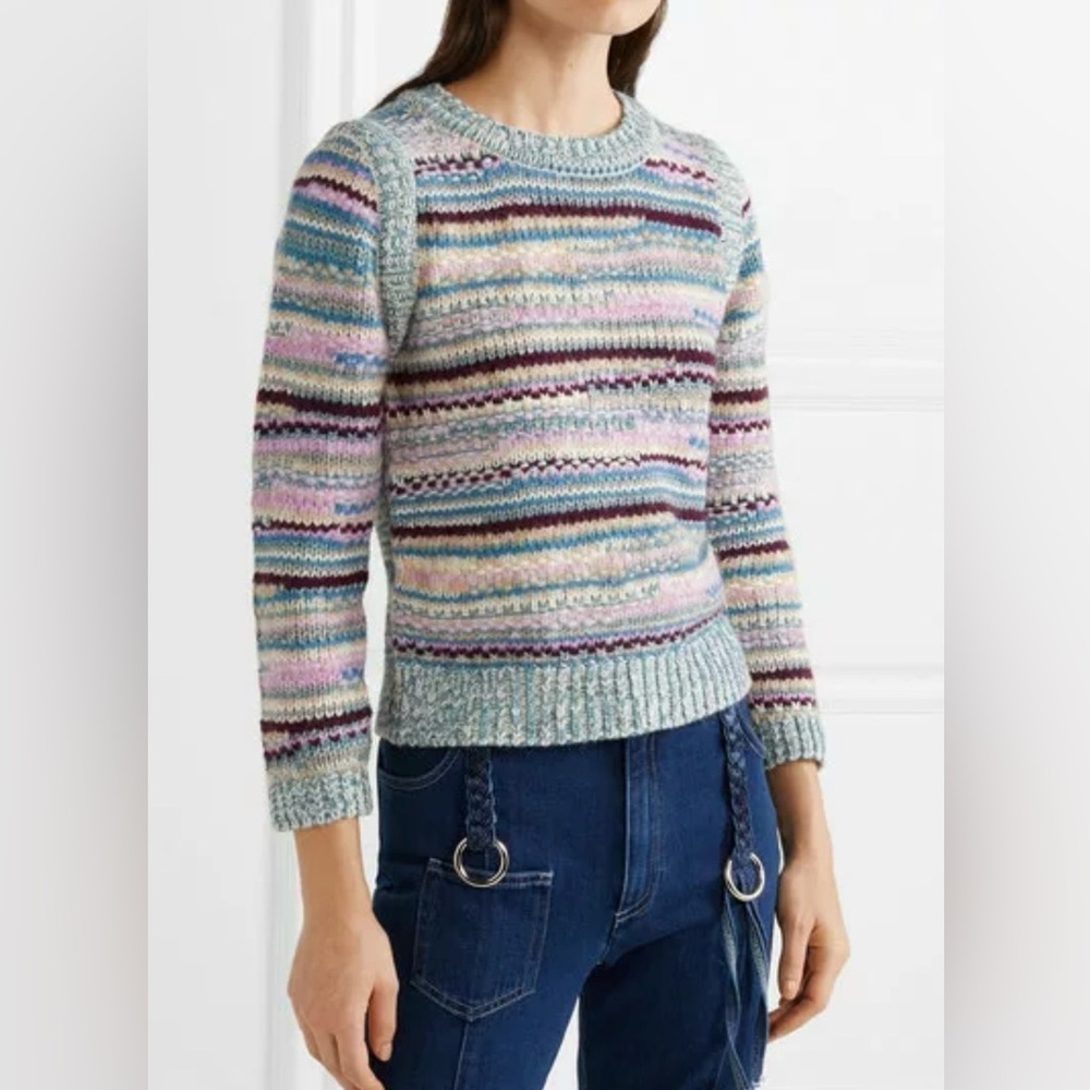 NWT See by Chloé Striped Knitted Sweater in Dusty Blue Size XS